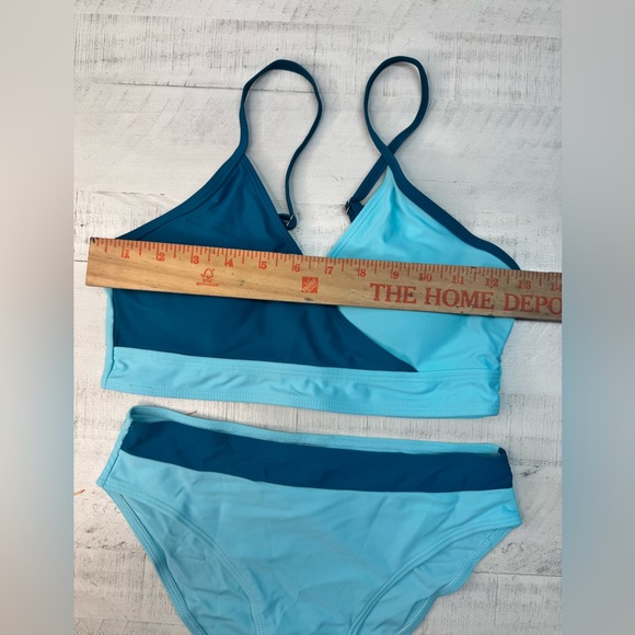 Girls Blue and Teal Bikini Set with Cover-Up size 14/16 Y - Picture 5 of 9
